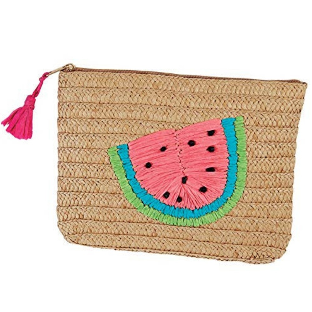 Mud Pie Watermelon Straw clutch bag